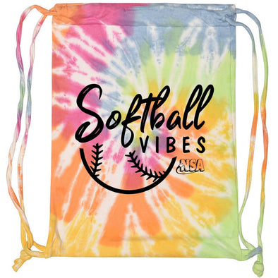 National Softball Association NSA Softball Vibes Tie Dye Drawstring Bag