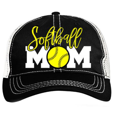 Pacific Headwear Softball Mom Vintage Trucker Snapback Hat: V67BW