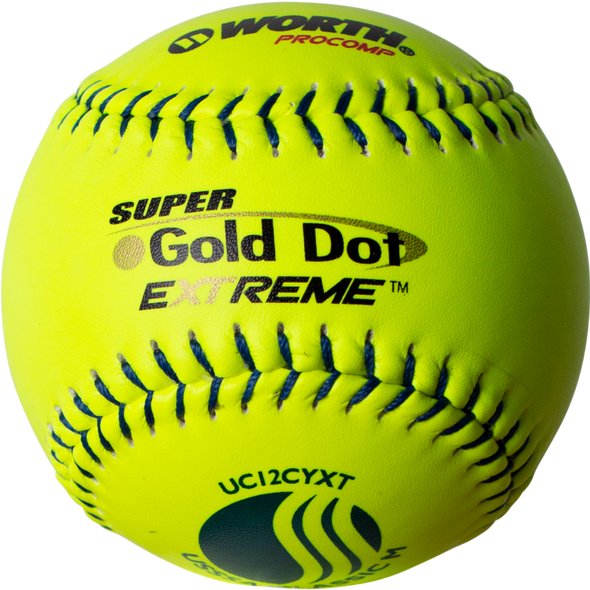 Worth USSSA Super Gold Dot Extreme Classic M 12" 40/325 Composite Slowpitch Softballs: UC12CYXT