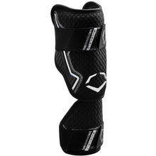 The EvoShield PRO-SRZ 2.0 Batter's Two Piece Elbow Guard by EvoShield features black and white accents, textured padding, elastic straps with hook-and-loop fasteners, and advanced Gel-to-Shell Technology for superior comfort and protection.