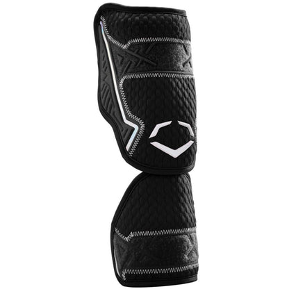 The EvoShield PRO-SRZ 2.0 Batter's Two Piece Elbow Guard by EvoShield features advanced Gel-to-Shell Technology for superior protection, complemented by white accents and zigzag stitching for style and durability.