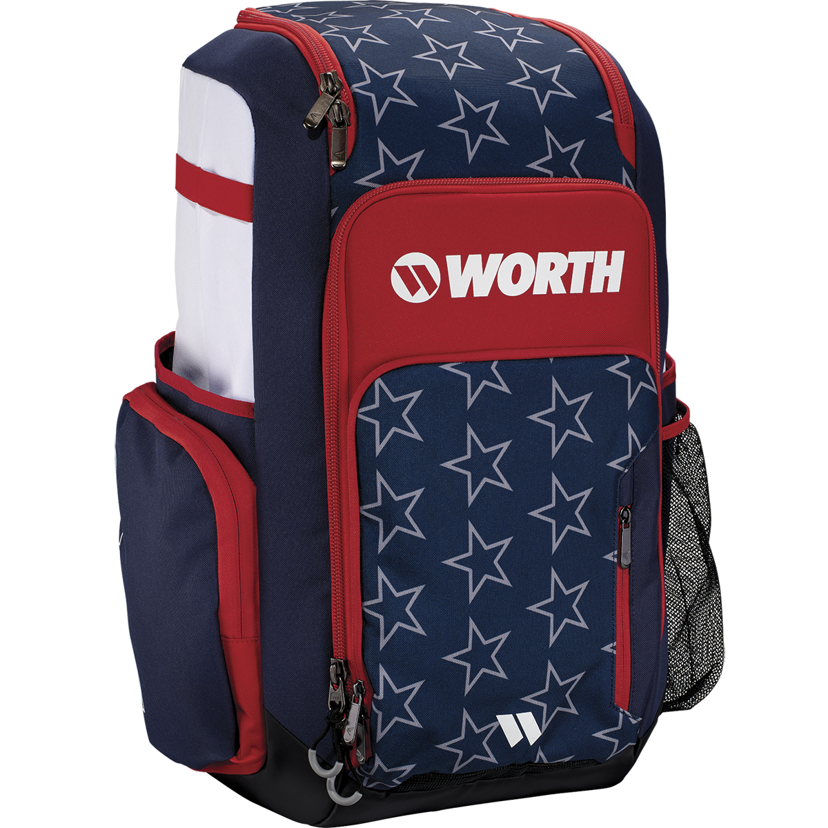 The Worth Pro Backpack: WBA004 by Worth features star designs, offering a stylish and practical way to carry all your slowpitch gear.