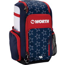 The Worth Pro Backpack: WBA004 by Worth features star designs, offering a stylish and practical way to carry all your slowpitch gear.