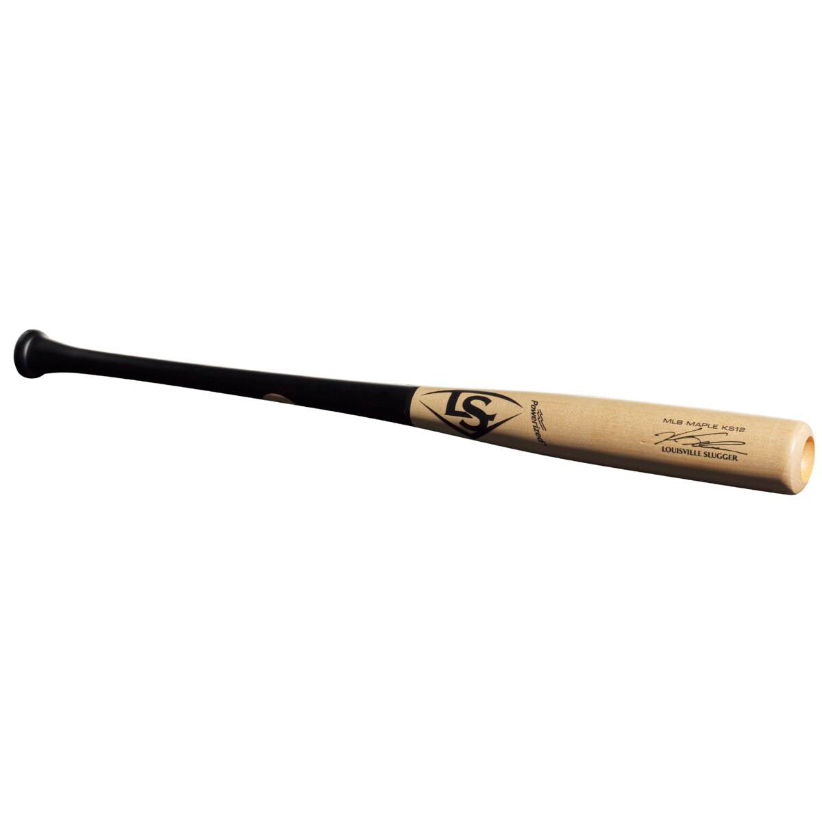 The Louisville Slugger MLB Prime Signature Series KS12 Kyle Schwarber GM Maple Wood Baseball Bat (WBL2679010) features a black handle.