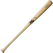 The Louisville Slugger Select Cut M9 Maple C271 Wood Baseball Bat (WBL2685010) features a natural finish, black LS logo near the barrel, and a balanced swing weight from a thick barrel tapering to a thin handle.