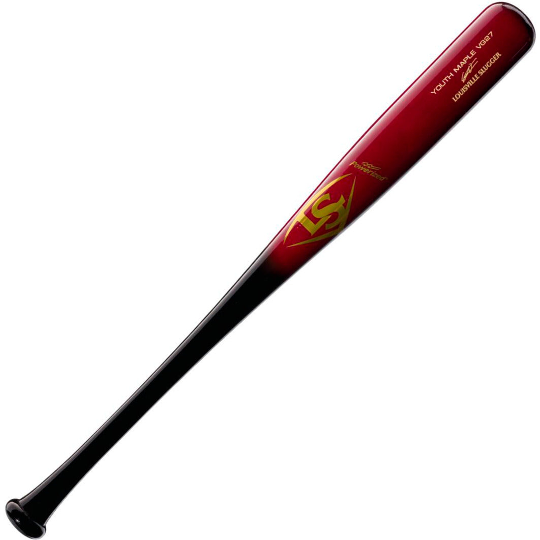 The Louisville Slugger Youth Prime VG27 Vladimir Guerrero Jr. Maple Wood Baseball Bat (WBL2702010) offers young players durability, style, and a bold logo for standout performance.