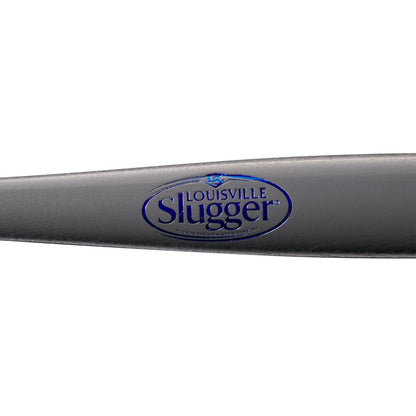 Close-up of the Louisville Slugger Youth Flylite Y243 Wood Baseball Bat (WBL2704010) in black, featuring the brand’s blue and white logo.