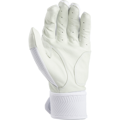 The Rawlings Workhorse Adult Batting Gloves with Compression Strap (WHC2BG), featuring an Oiltac leather palm, are shown against a white background.