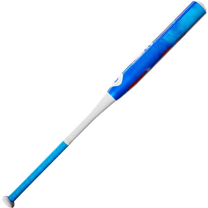 The 2022 DeMarini Chris Larsen Nautalai 12" Endload USSSA/NSA Slowpitch Bat (WTDXCLU-22) features a blue and white Continuous Fiber Composite Barrel, inspired by the Chris Larsen Signature series.