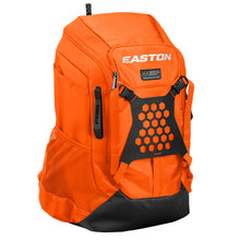 The Easton Walk Off NX Backpack (A159059) by Easton features an orange design with a black strap, making it perfect for carrying all your baseball equipment to the game.