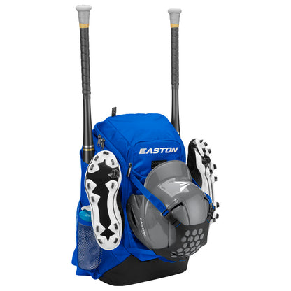 The Easton Walk Off NX Backpack (A159059) by Easton is a blue baseball backpack designed to carry your helmet, bats, and all your gear to the field.