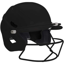 The Schutt XR1 Softball Batting Helmet with Mask (XR1 334200) features a batter's guard facemask, extended visor, interior padding, and side vents for player safety and comfort.
