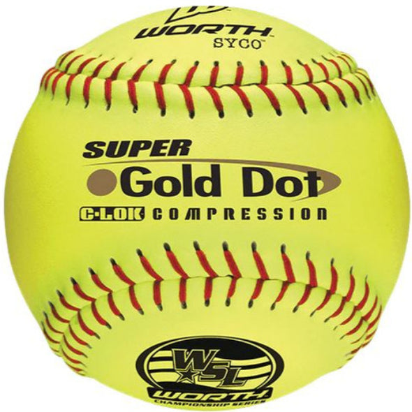 Worth WSL Super Gold Dot 12" 44/400 Composite Slowpitch Softballs: YS44WSLC