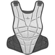 The All Star AFx Fastpitch Catcher's Chest Protector: CPW-AFX is a white women's chest protector with black straps, contoured for a secure fit—ideal protective gear for softball players.