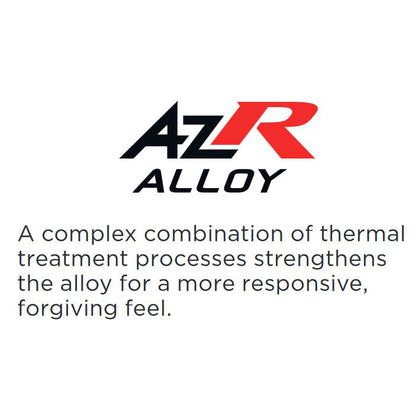 Logo reads AzR Alloy. Text says: The 2023 Marucci CATX Connect (-8) USSSA bat’s AZR alloy barrel is strengthened by advanced thermal treatments, delivering a responsive, forgiving swing. Model: MSBCCX8, barrel size 2 3/4".