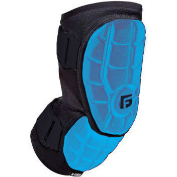 The G-Form Elite 2 Batter's Elbow Guard (EP1410) offers advanced black protection with bright blue SmartFlex padding, a contoured segmented design, and a bold G logo—ideal for athletes seeking top-tier elbow safety.