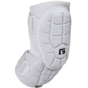 The G-Form Elite 2 Batter's Elbow Guard (EP1410) is a white padded sports elbow guard with SmartFlex padding, adjustable straps, and a black G logo on the front, designed by G-Form for joint protection.