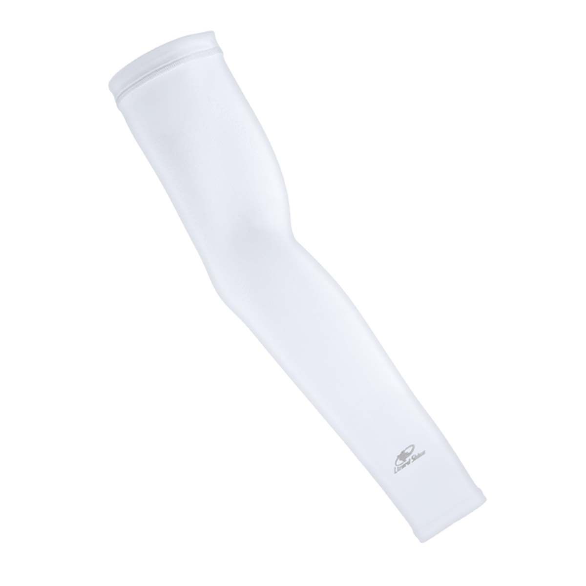 The Lizard Skins Lizark Skins Performance Arm Sleeve: ARMS5000 in white is shown solo with a subtle logo near the wrist, set against a plain white background.
