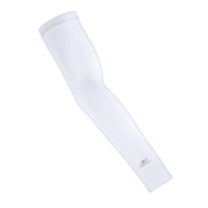 The Lizard Skins Lizark Skins Performance Arm Sleeve: ARMS5000 in white is shown solo with a subtle logo near the wrist, set against a plain white background.