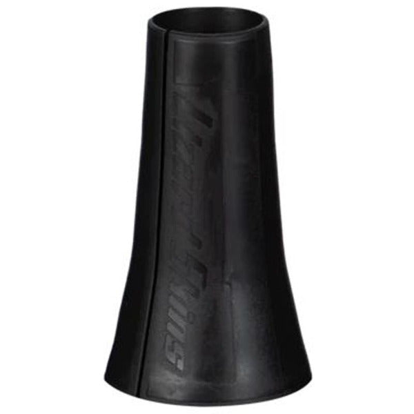 The Lizard Skins Bat Taper - Flared (BATTF100) by Lizard Skins is a black, conical rubber sleeve with a slightly flared base for enhanced bat control and subtle side embossing.