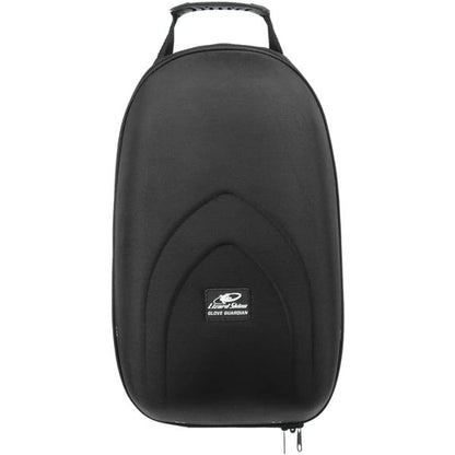 The Lizard Skins Glove Guardian - Double (BAGGD100) is a black, crush-proof case with a top handle, rounded edges, and a logo patch near the bottom center. Photographed closed against a white background for ultimate glove protection.
