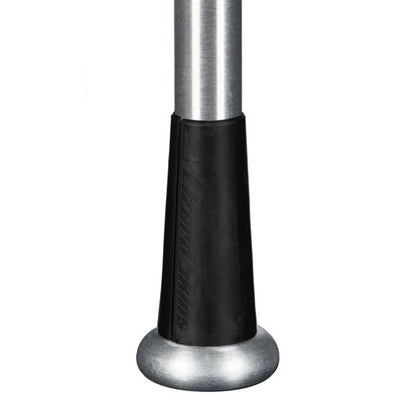 Close-up of the Lizard Skins Bat Taper - Standard (BATTS100) by Lizard Skins at the end of a metal bat resting upright in a black rubber tee, highlighting the bat taper.