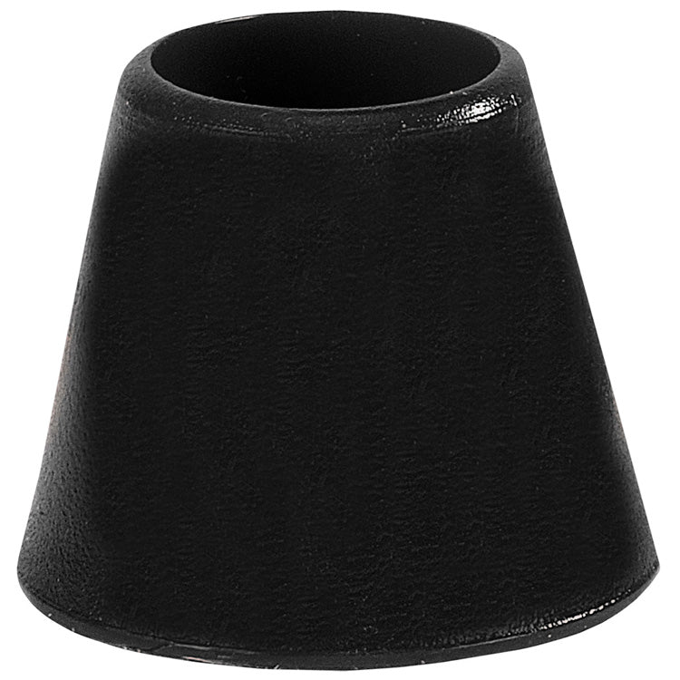 A black, cone-shaped rubber cap with a hollow center, like the Markwort Knobcuff EZ Taper (3 Pack): KCEZ3, from Markwort, is often used as a protective end for canes, walking sticks, or furniture legs.