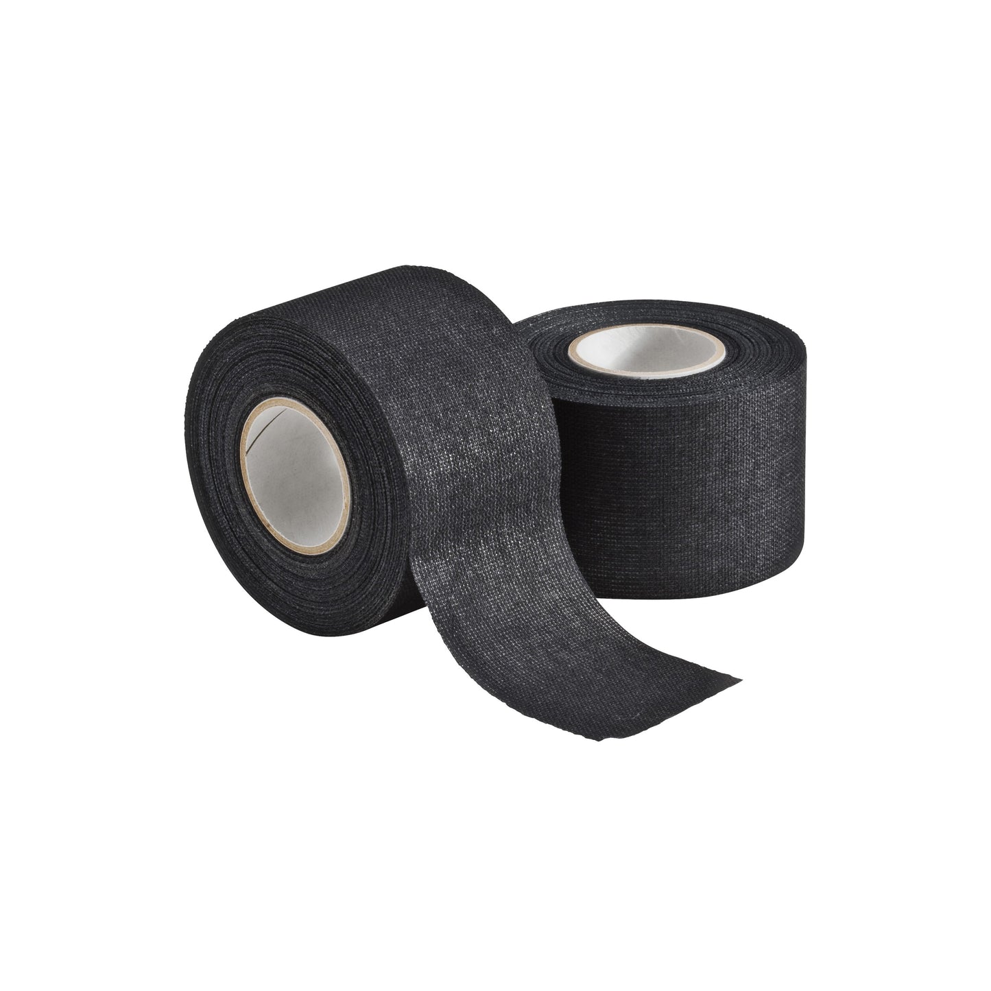 Two rolls of Mueller M Tape Athletic Tape (MTAPE) by Mueller—one upright and one on its side with a section unrolled—are shown on a white background. Made with durable cotton backcloth, these tapes are ideal for sports medicine use.