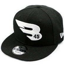 The B45 Black 9FIFTY New Era Snapback Hat features a bold white B45 embroidered logo with the number 45 on the front, plus the New Era logo on the side for standout style and comfort.