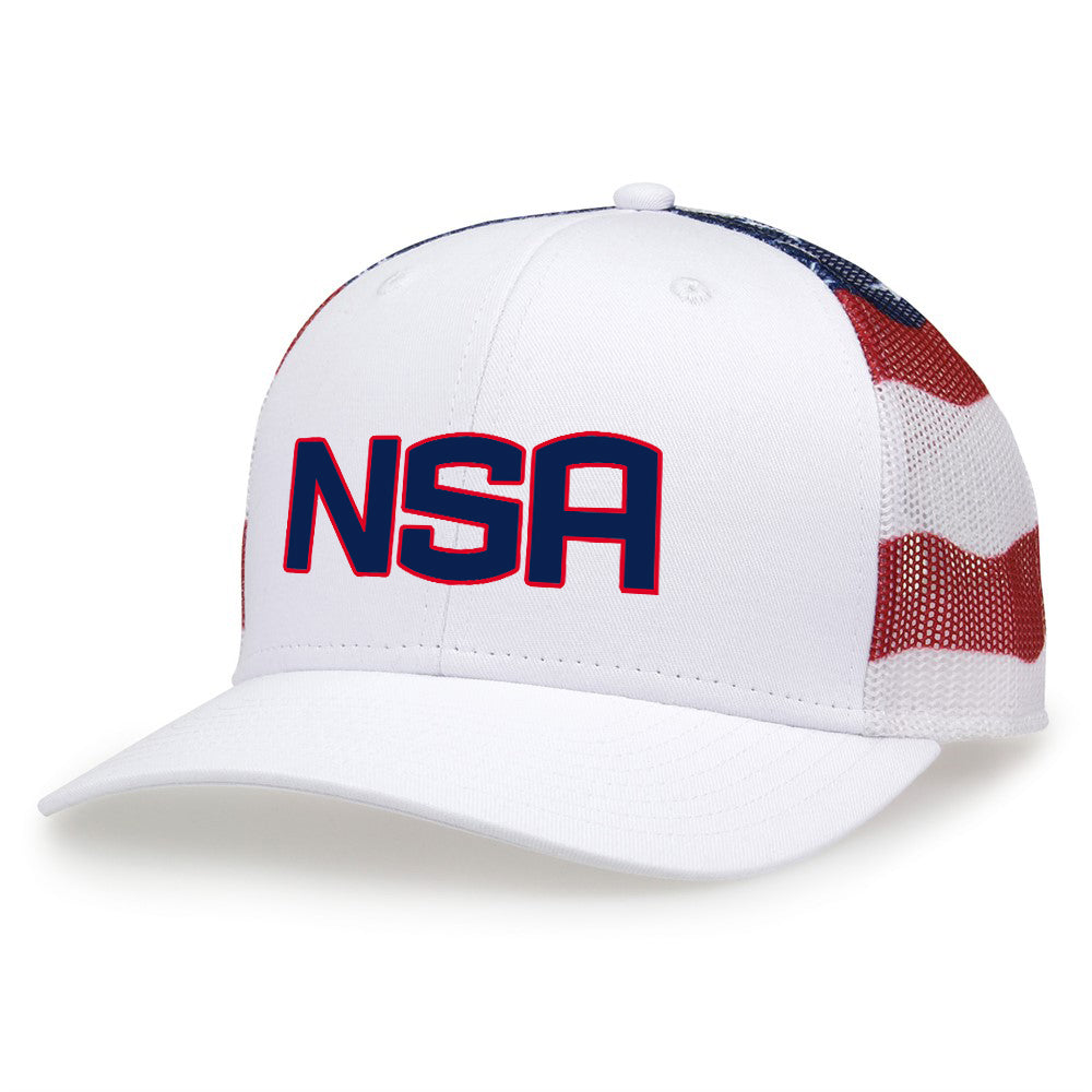 NSA Classic Series White USA Flag Snapback Hat: GB452US-W
