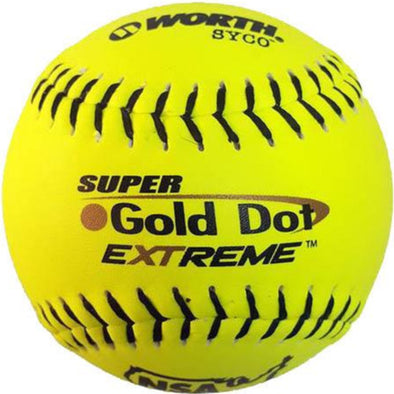Worth NSA Super Gold Dot Extreme ICON 12" 44/400 Composite Slowpitch Softballs: NI12CY