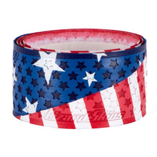 The Lizard Skins Specialty 1.1mm Durasoft Polymer Bat Grip showcases a USA flag design and provides comfort and control with its 1.1mm thickness.