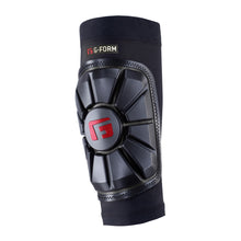 The black G-Form Pro Wrist Guard WG0102 features flexible, segmented SmartFlex pads for advanced impact protection and displays the red G-Form logo centered on a black fabric sleeve.