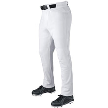 A person wearing DeMarini Adult VIP Baseball/Softball Pants (WTD1079) with adjustable inseam and double-layered knees, paired with a black belt and black cleats, shown waist down against a white background.